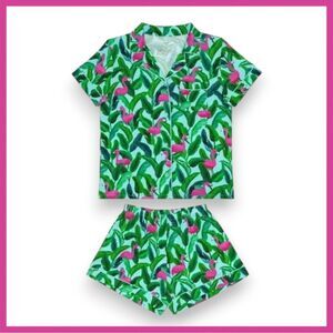 Little Sleepies Palm Springs Women's Pajama Set Large Flamingos NIB